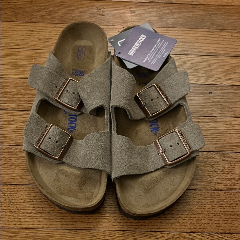 Birkenstock Taupe Suede Double Strap Sandals